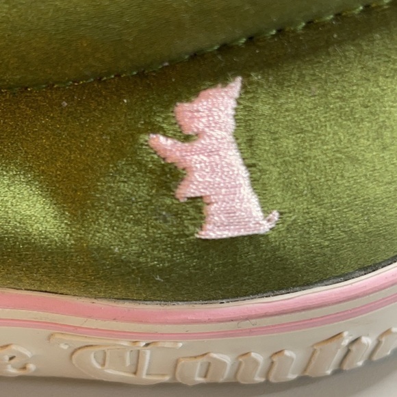 Juicy Couture green satin w/pink trim slip on shoe - Picture 6 of 11